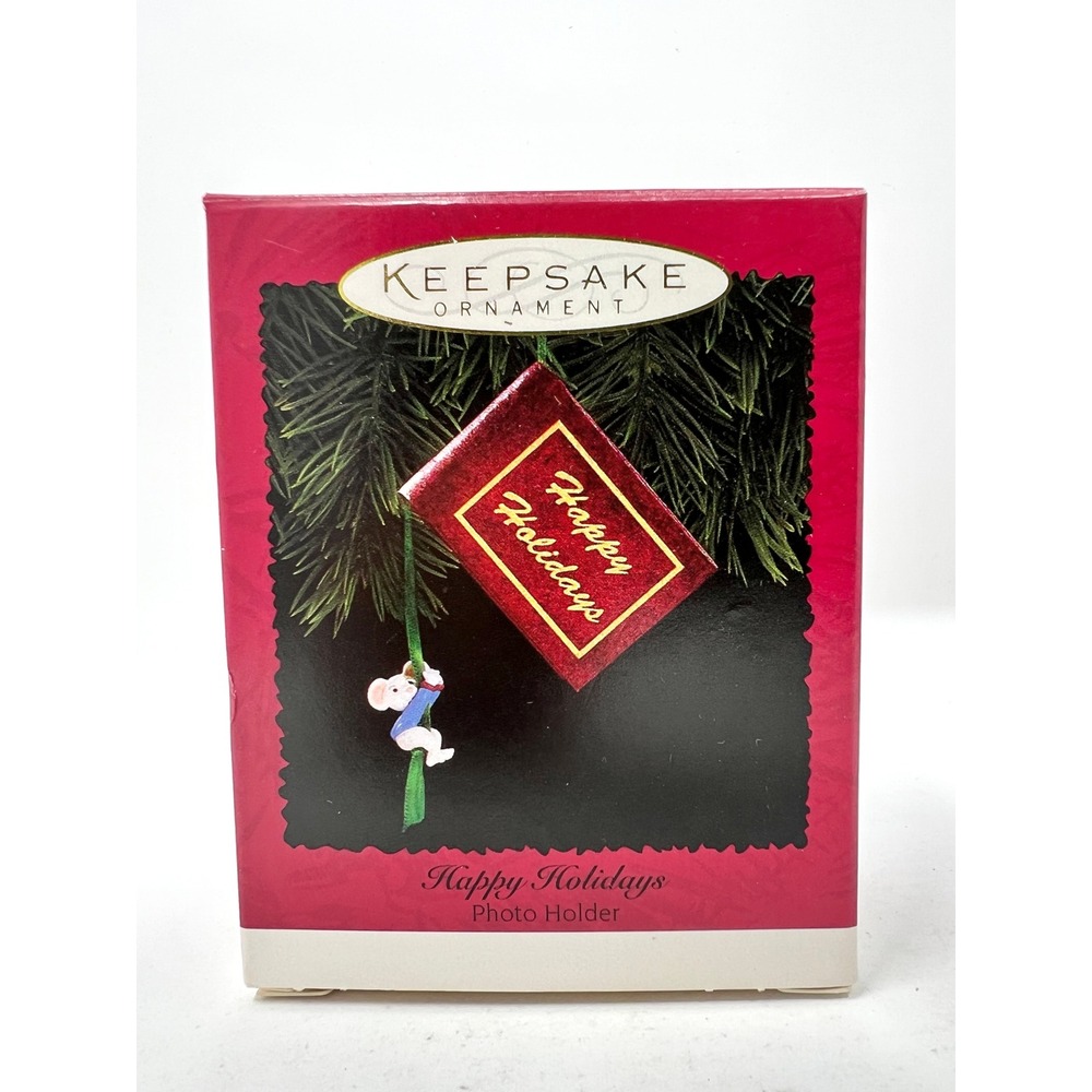 Hallmark Ornament Happy Holidays Red Excellent 1995 Mouse Photo Holder QX6307